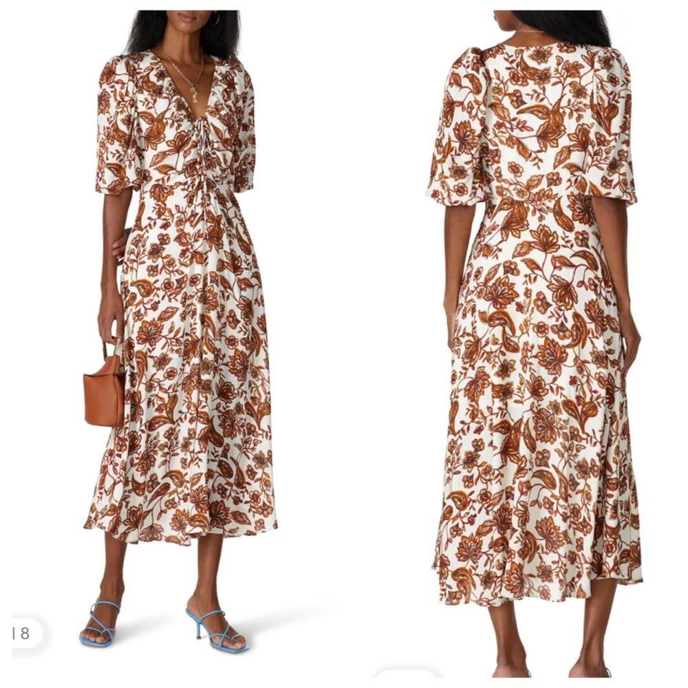 NICHOLAS Danielle Dress Ivory Paisley Floral
Midi Flowy Size US 4